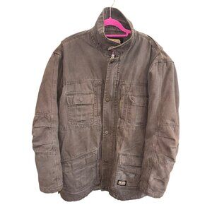 Vintage Big Smith Mens Brown Canvas Chore Coat Barn Jacket Heavy Duty Lined Work
